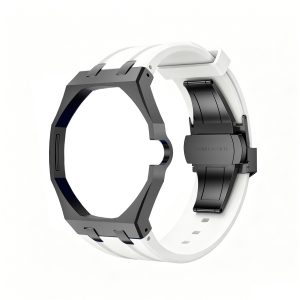 Bracelet Blanc — Cadran Noir · 3H