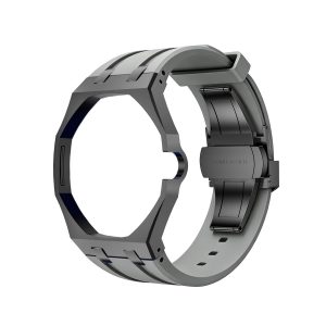 Bracelet Gris — Cadran Noir · 3H