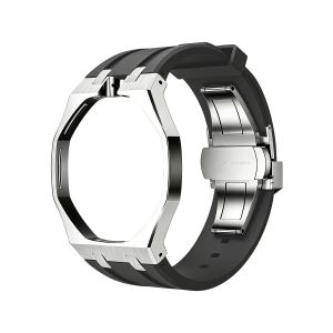 Bracelet Noir — Cadran Argent · 12H