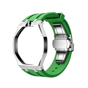 Bracelet Vert — Cadran Argent · 12H