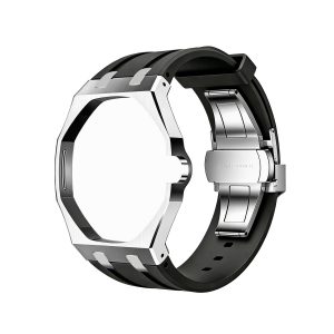 Bracelet Noir — Cadran Argent · 3H